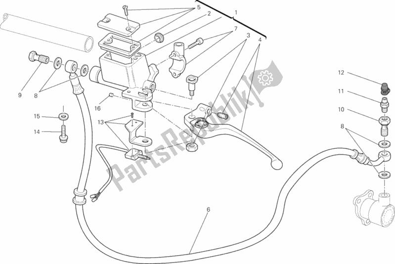All parts for the Clutch Master Cylinder of the Ducati Monster 696 USA Anniversary 2013